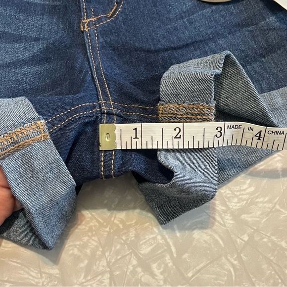 jean shorts high rise button fly 5 pocket rolled hem dark wash dollhouse tag - Picture 10 of 10